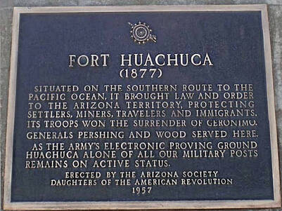 A snapshot of the plaque for Fort Huachuca. Marker text is in the body of this page.