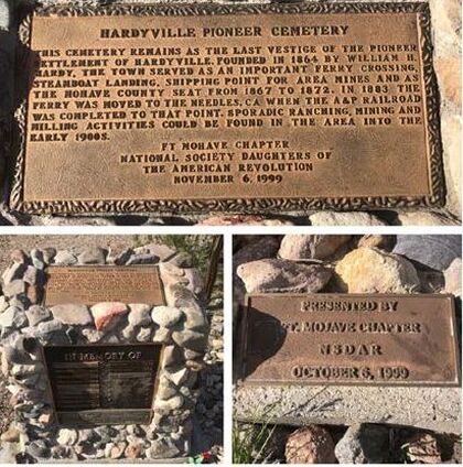 A collage of three images of the marker and plaques.