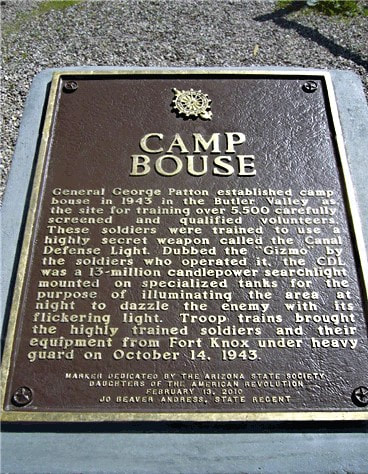 A snapshot of the marker for Camp Bouse. The marker information is included in the body of this page.