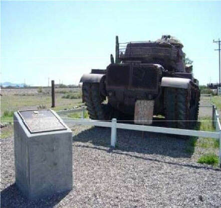 A snapshot that shows the marker placement near an armored vehicle.